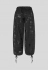 BLACK MONO PRINTED RASCHEL TRACK PANTS